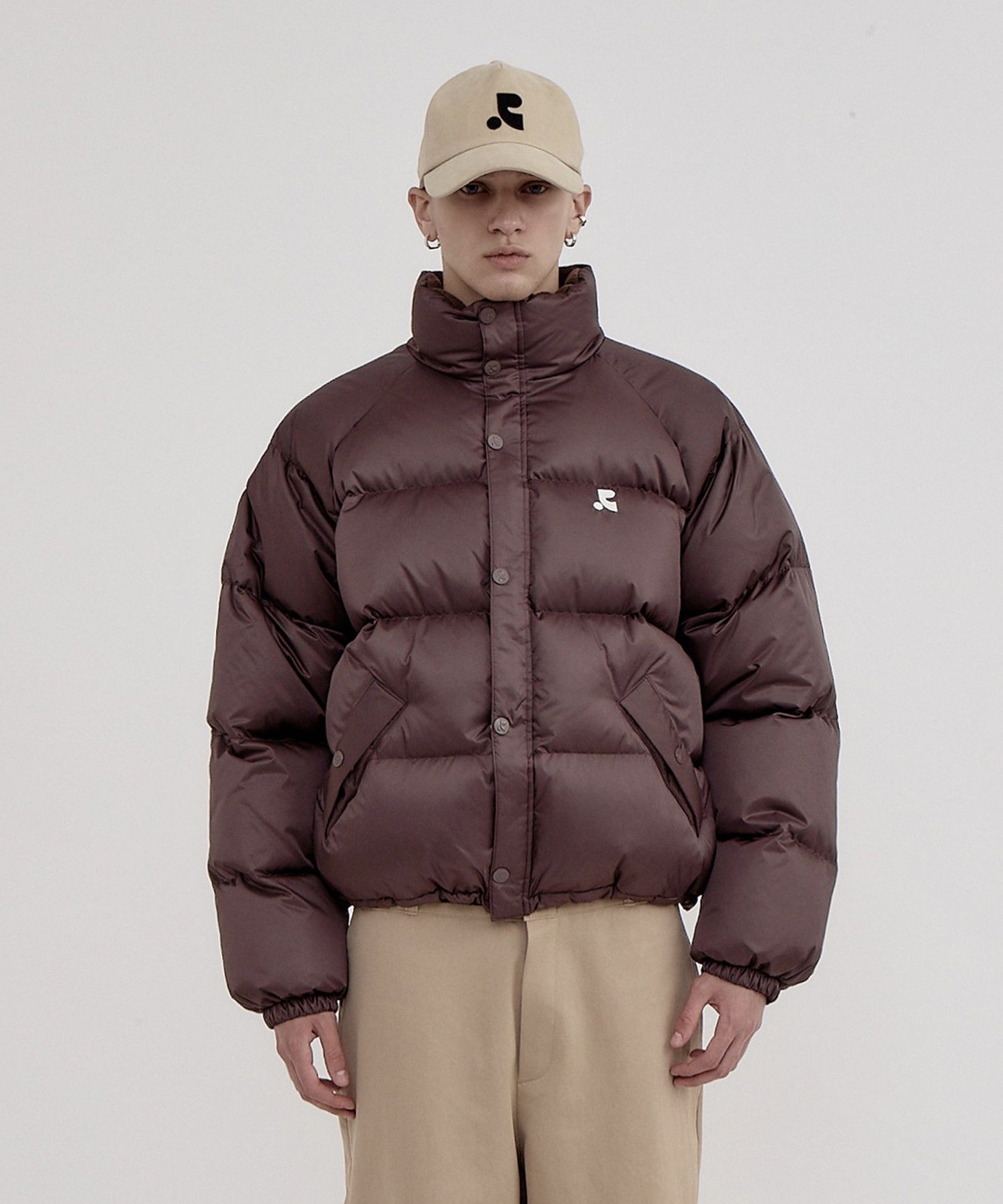 MUSINSA公式 | REST&RECREATION RR LOGO DOWN JACKET - BROWN