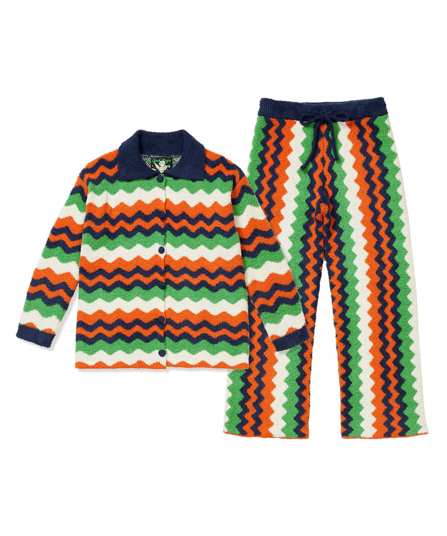 MUSINSA | WIGGLE WIGGLE FASHION Pajama Set (Long) - Zigzag