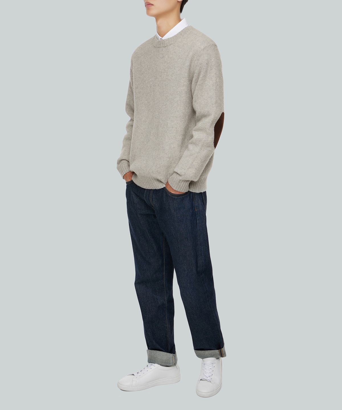 브룩스 브라더스(BROOKS BROTHERS) shetland wool 100% crewneck sweater elbow patch ver 4color