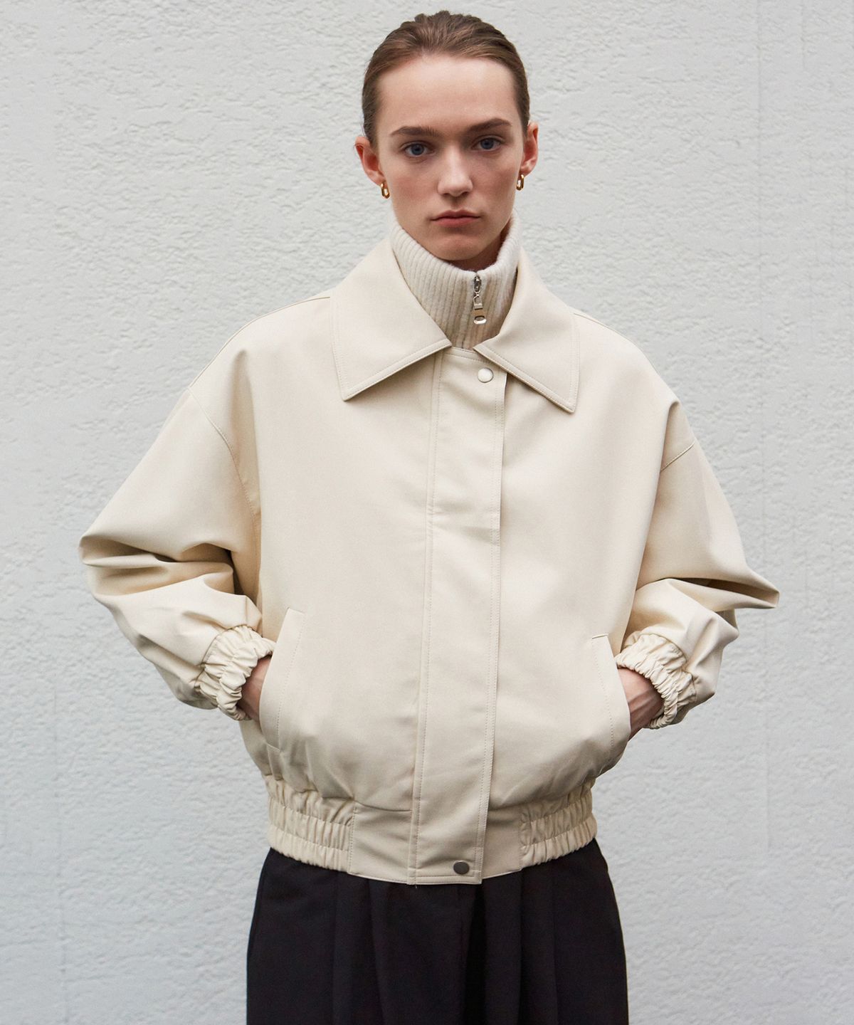 닉앤니콜(NICK&NICOLE) FAUX LEATHER BLOUSON_CREAM