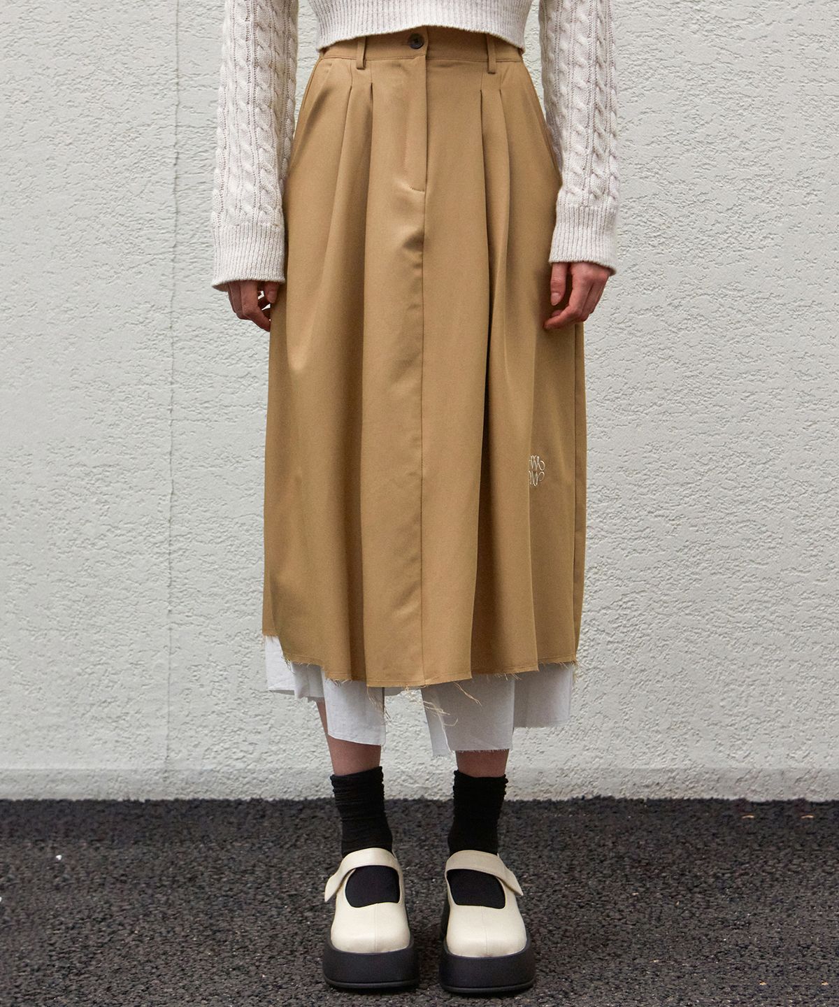 닉앤니콜(NICK&NICOLE) NICOLE PINTUCK LAYERED LONG SKIRT_BEIGE