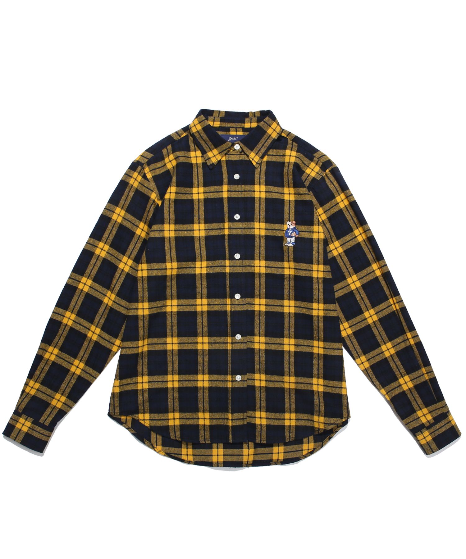 MUSINSA | YALE WOMENS REGULAR FIT FLANNEL CHECK SHIRT YELLOW