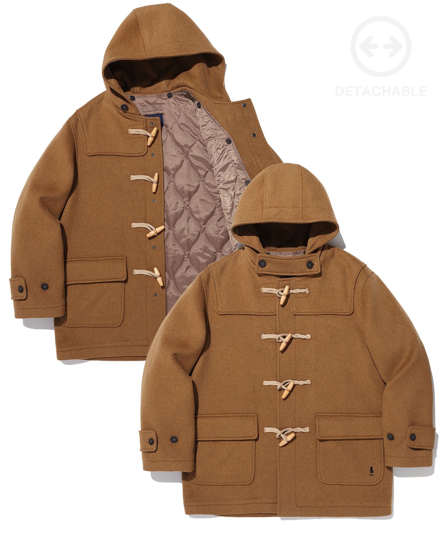 MUSINSA公式 | YALE WOOL QUILTING DETACHABLE DUFFLE COAT BROWN