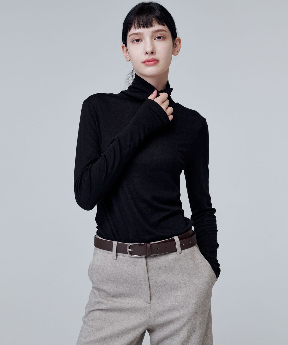 마롭(MALOUPE) 5101 울블렌드 롤넥 티셔츠 (블랙)