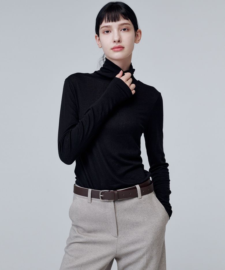 5101 울블렌드 롤넥 티셔츠 (블랙)