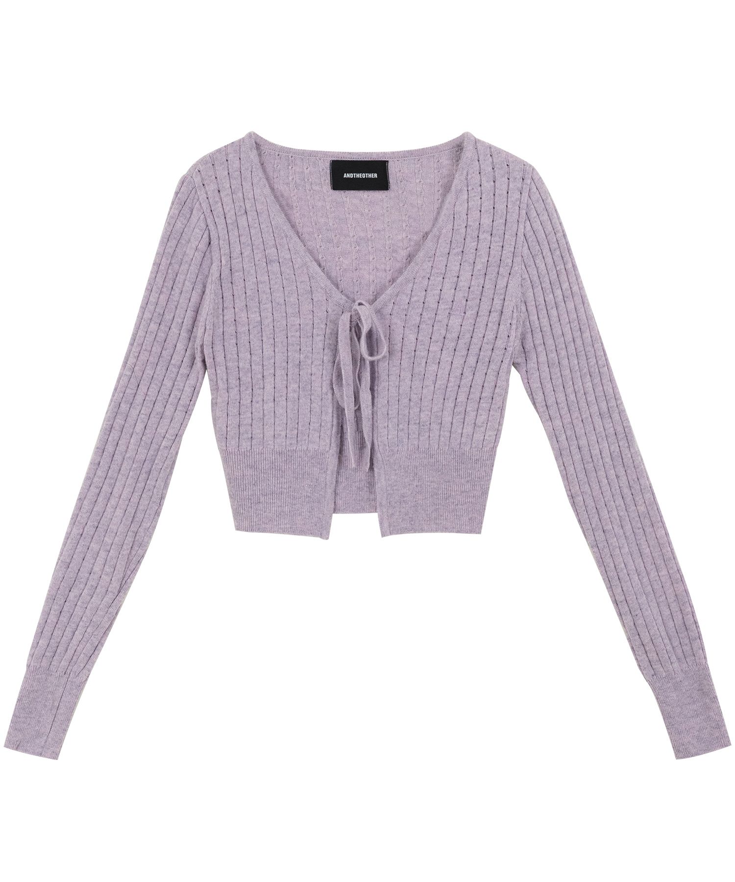 MUSINSA | ANDTHEOTHER Purple modified ribbed string cardigan