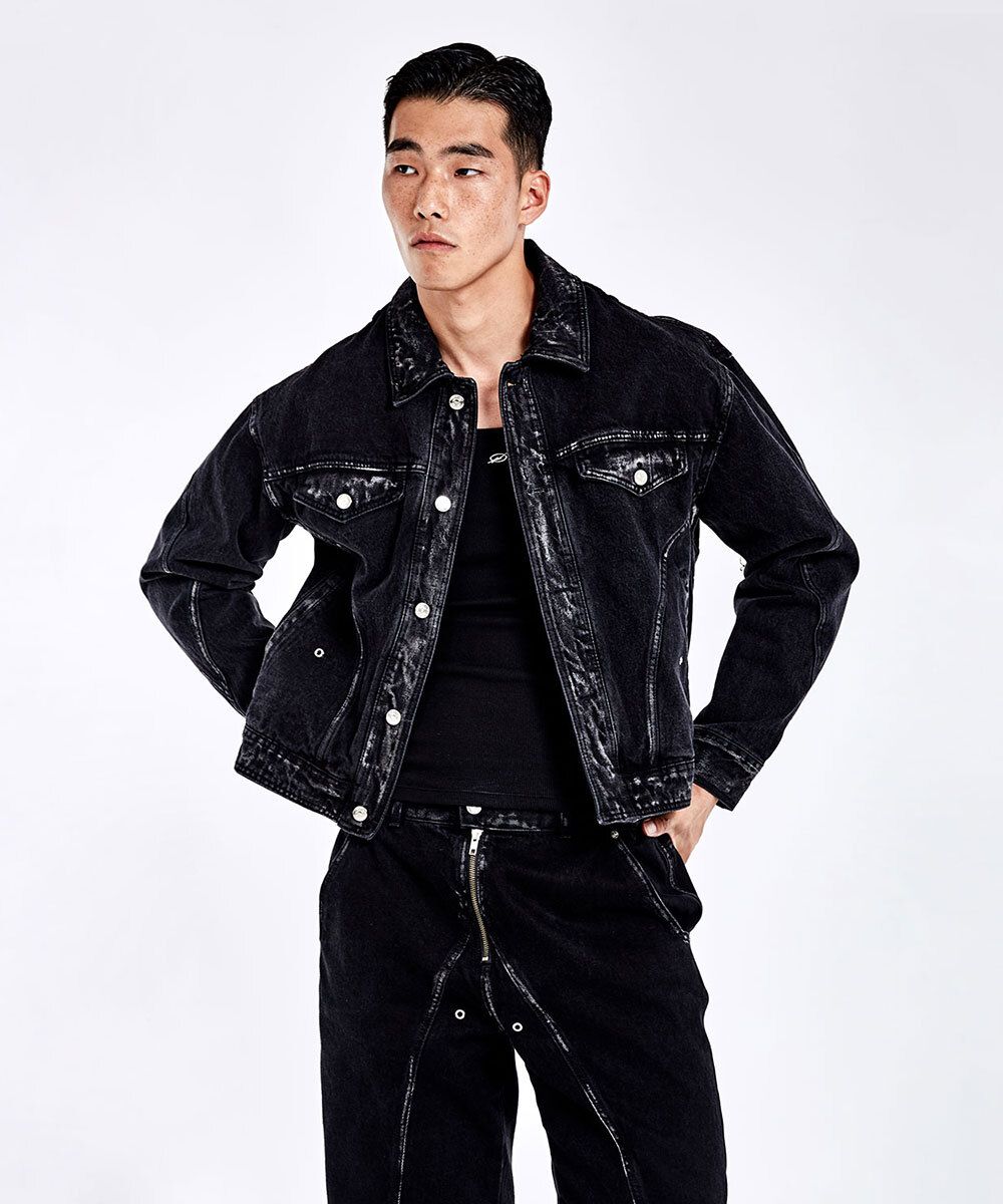 MUSINSA公式 | 51PERCENT Tunnel Lining denim Jacket - Washed Black
