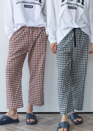 이지 체크 파자마 팬츠 9부 남녀공용
