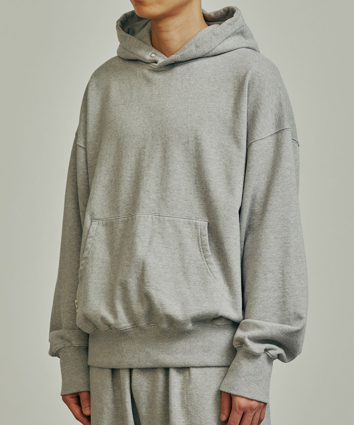 공백(GONGBAEK) Heavy Weight Wide Sweat Snap Hoody_M/Grey