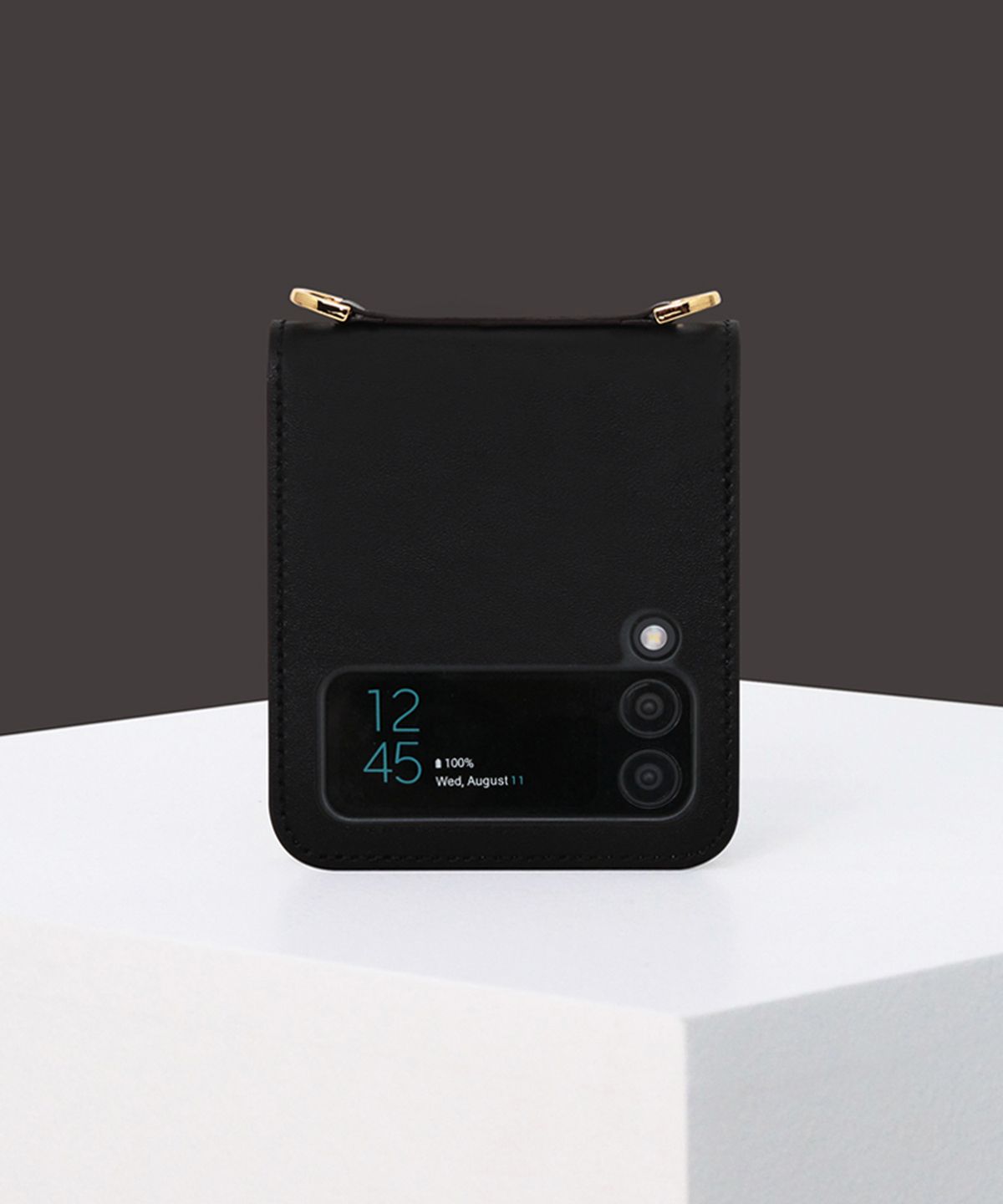 마뜨(MATT) 갤럭시 Z플립4,3,2 소가죽 심플형 가죽 폰케이스 블랙 P85347