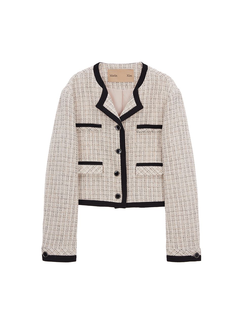 MUSINSA | MATIN KIM TWEED CLASSIC JACKET IN BEIGE