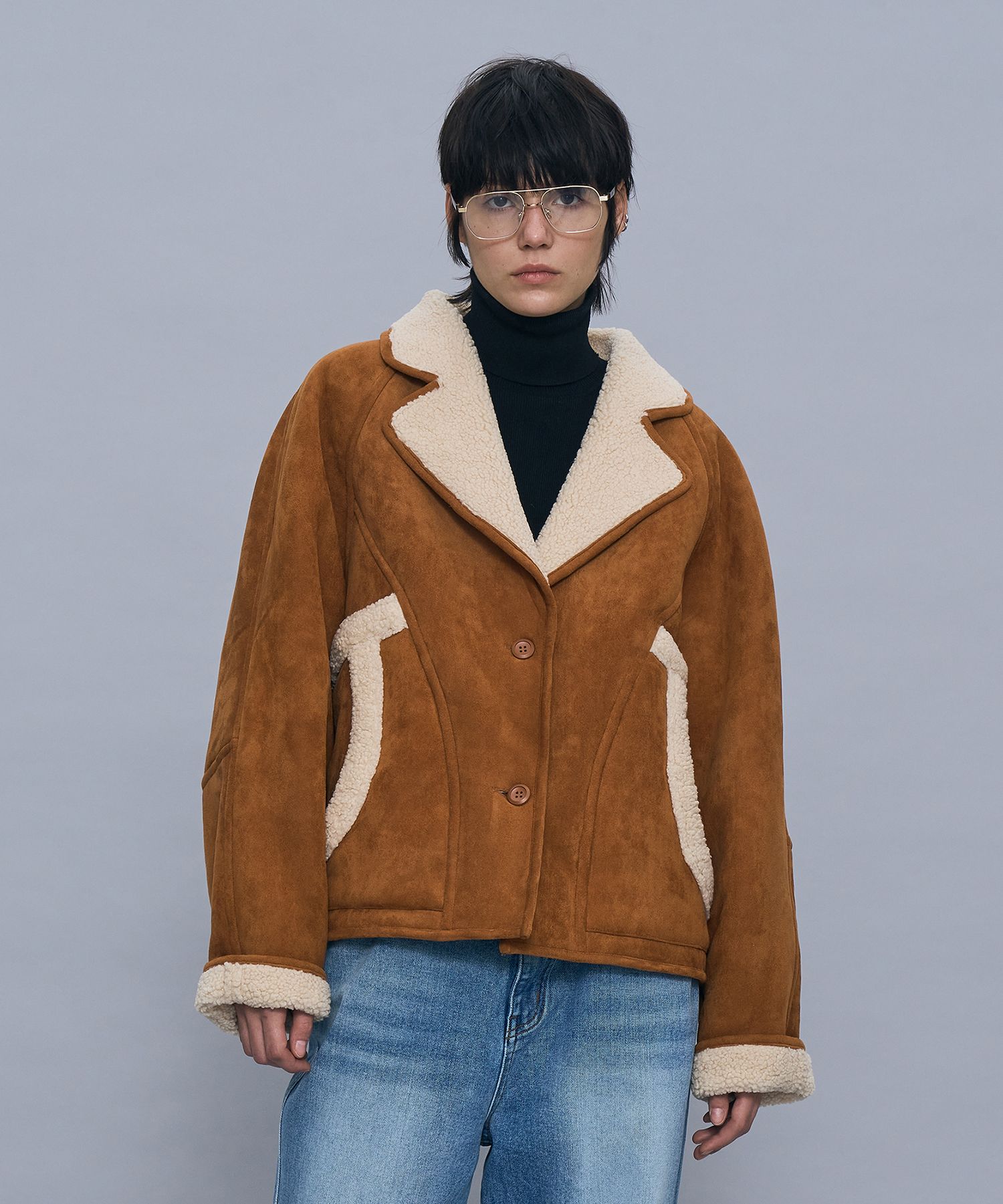 【PARTIMENTO】★ SUEDE SHEARLING COAT ★ 3 COLOR MUSINSA | PARTIMENTO WOMEN Suede shearling coat_camel