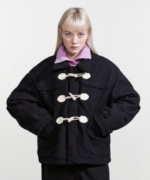 NOI790 테리 더플 코트 (블랙)