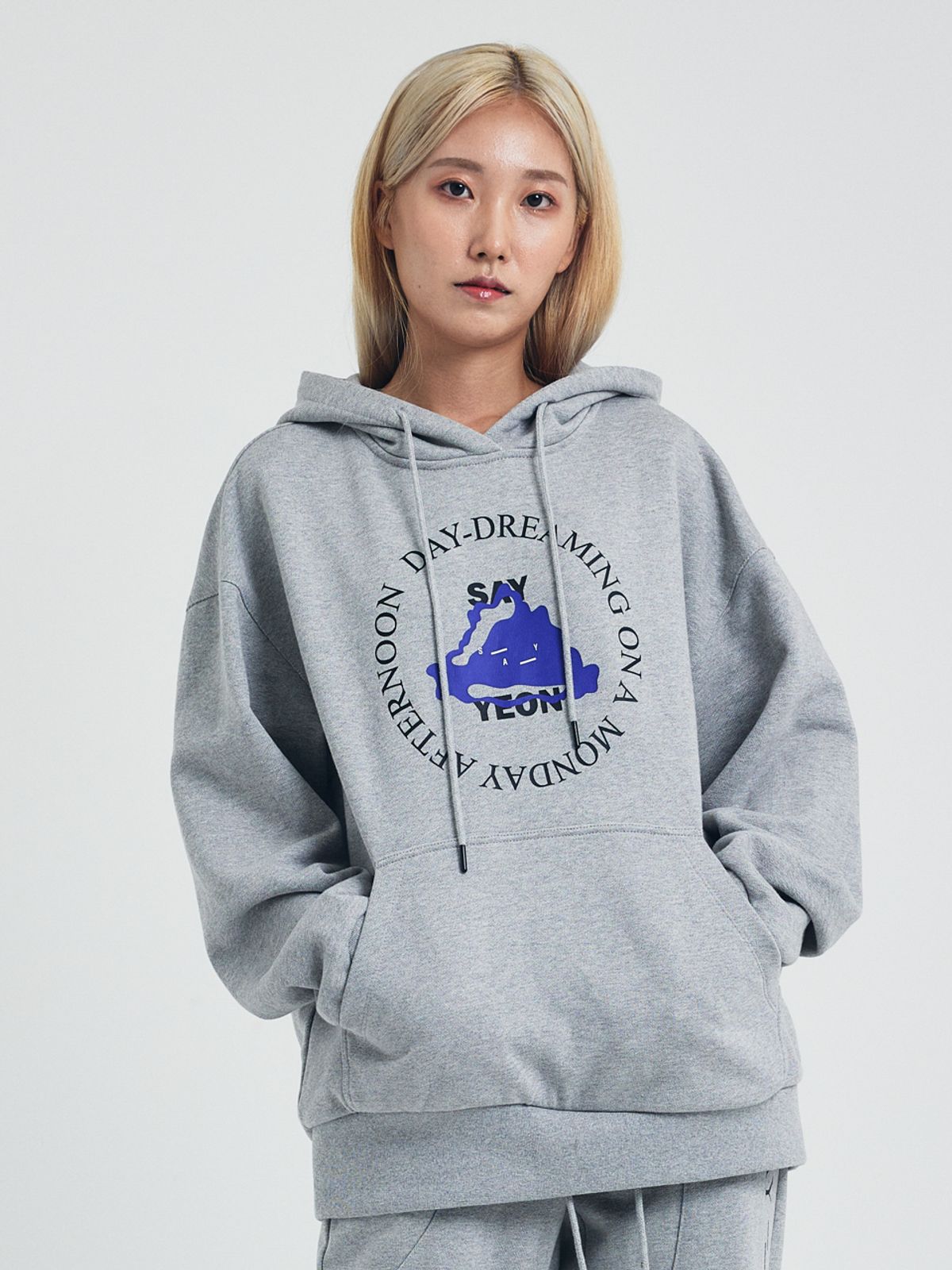 쎄이연(SAYYEON) Wave Rib Cloud Hoodie Melange Grey