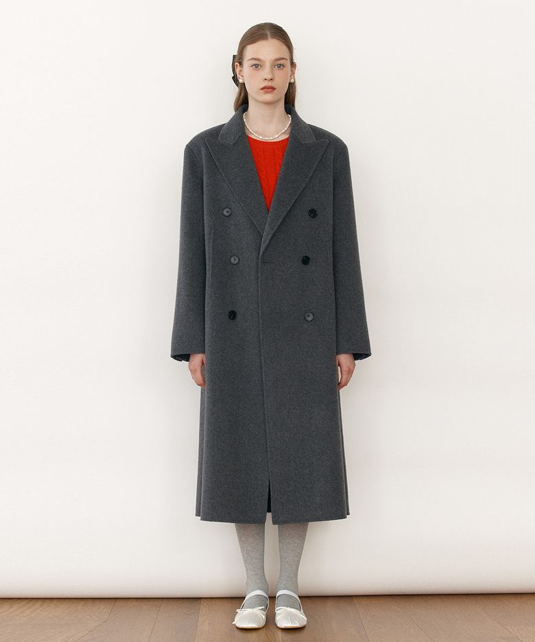 HANDMADE WOOL DOUBLE COAT CHARCOAL