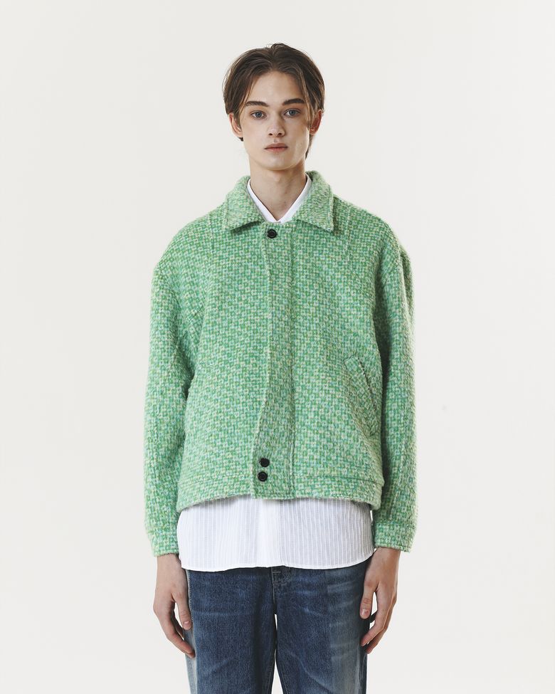 [UNISEX] CHECK WOOL & ALPACA JACKET GREEN
