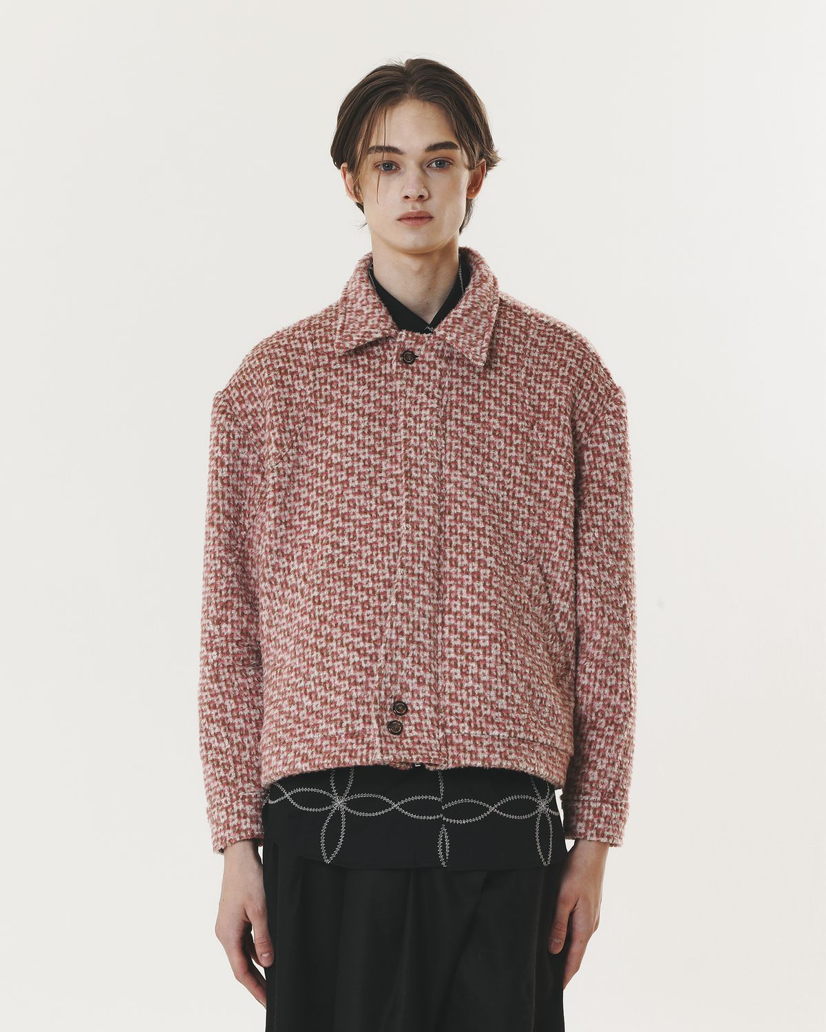 페노메논시퍼(PHENOMENON SEEPER) [UNISEX] CHECK WOOL & ALPACA JACKET PINK