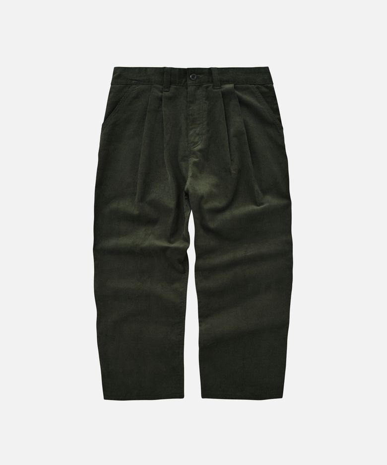 CORDUROY COMFORT TWO TUCK PANTS _ OLIVE