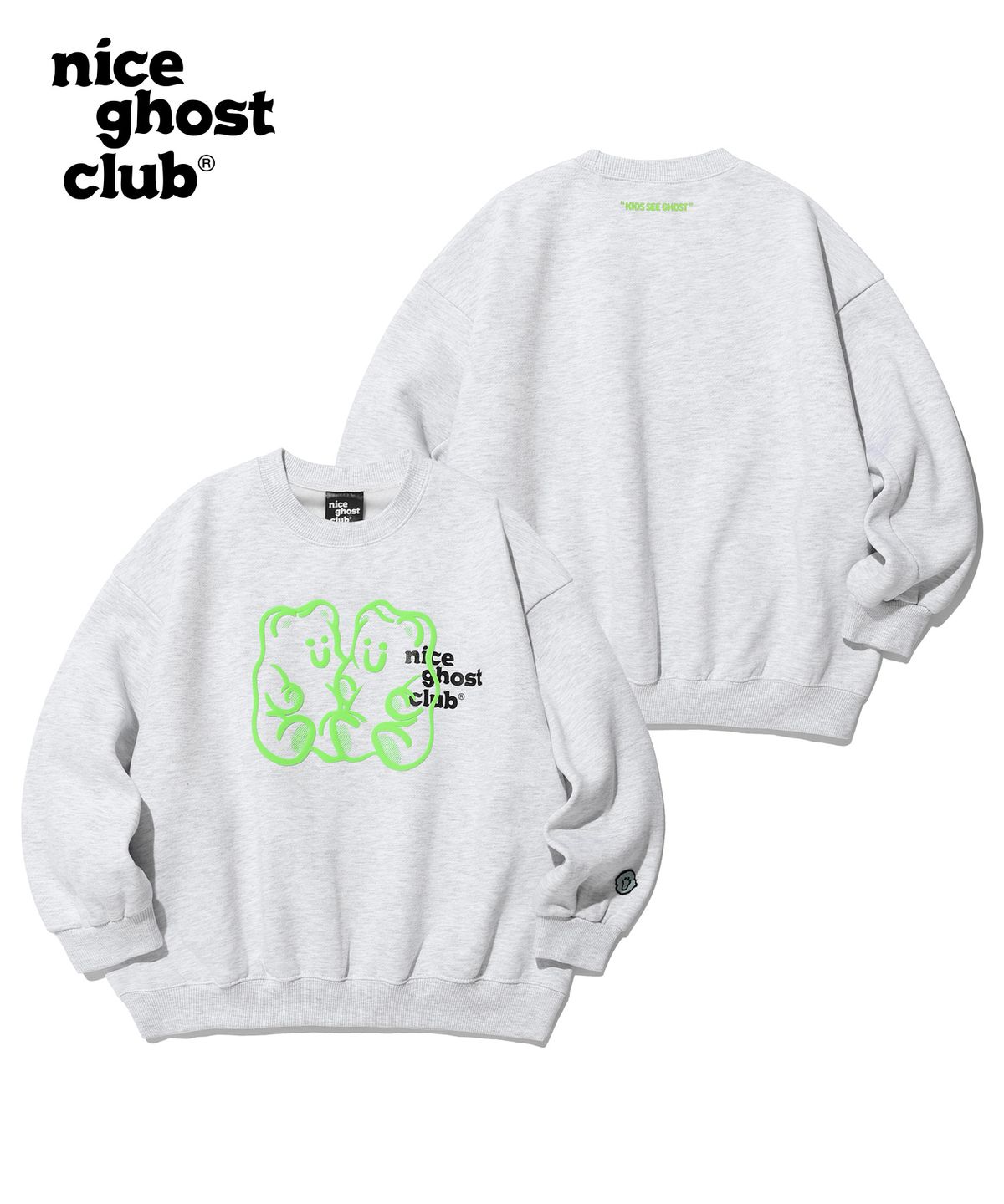 나이스고스트클럽 키즈(NICE GHOST CLUB KIDS) 키즈 구미 베어&로고 스웻셔츠_라이트그레이(NG2CFCM462A)
