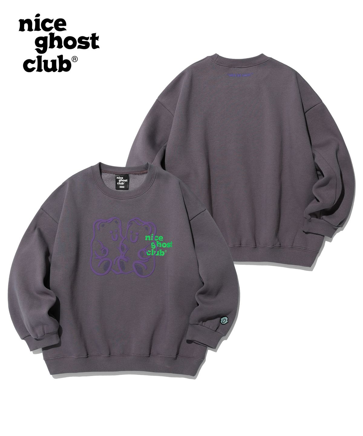나이스고스트클럽 키즈(NICE GHOST CLUB KIDS) 키즈 구미 베어&로고 스웻셔츠_퍼플(NG2CFCM462A)