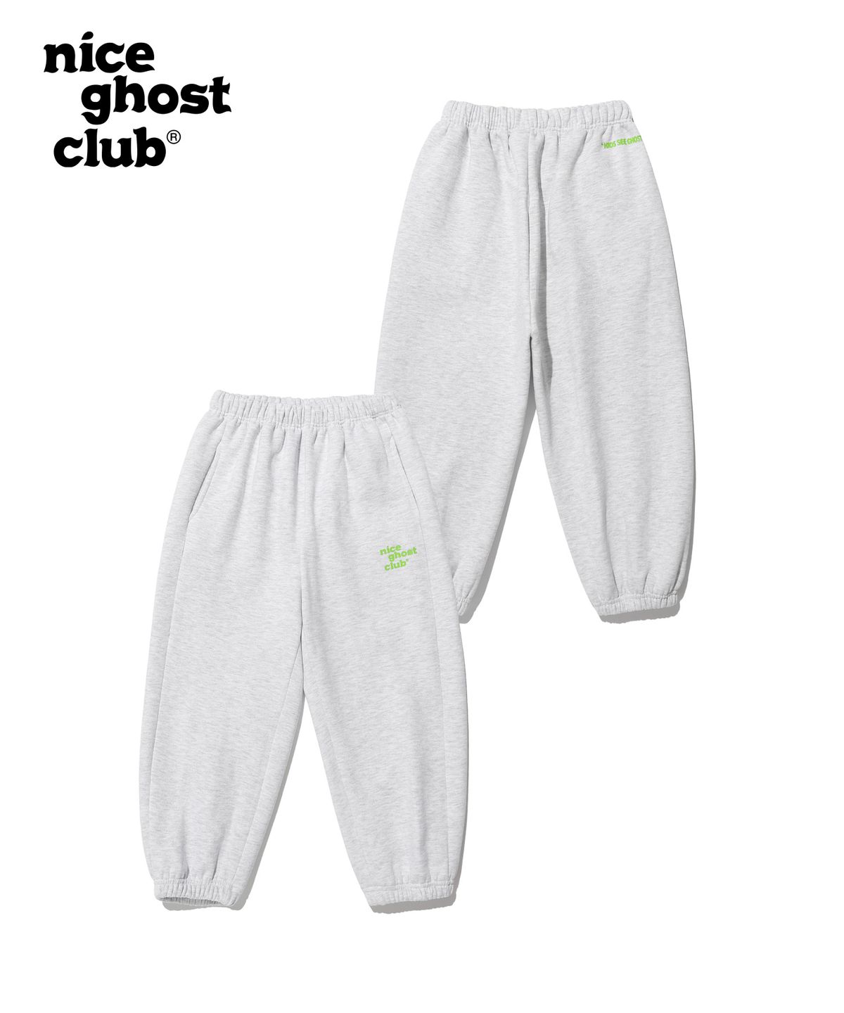 나이스고스트클럽 키즈(NICE GHOST CLUB KIDS) 키즈 오리지널 로고 스웻팬츠_라이트그레이(NG2CFCPA02A)