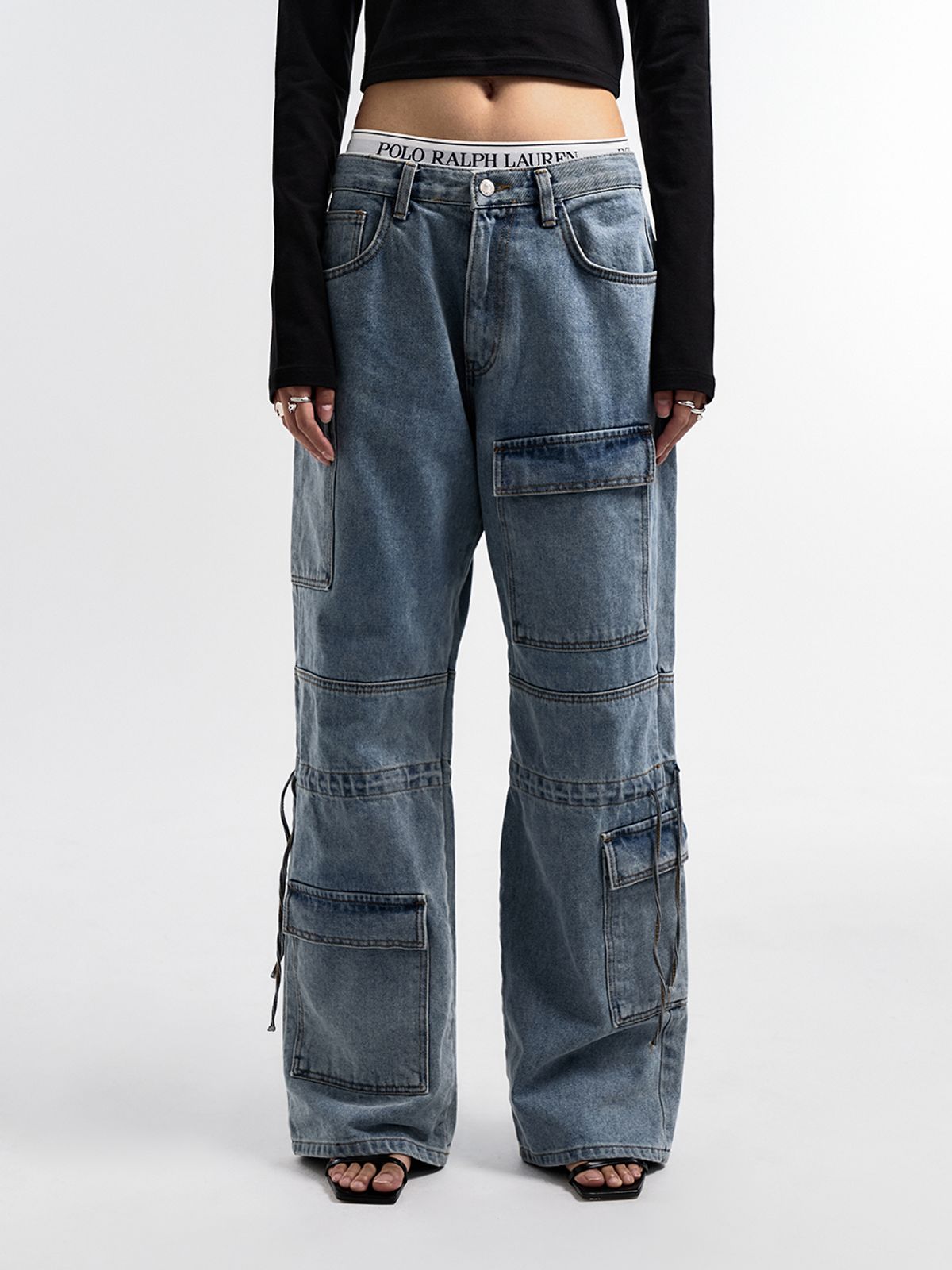 와이이이엘(YEEL) SIDE STRING CARGO PANTS DENIM