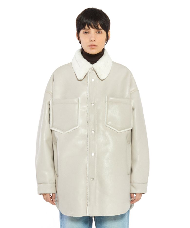 7093-1 VEGAN LEATHER MUSTANG COAT_CREAM