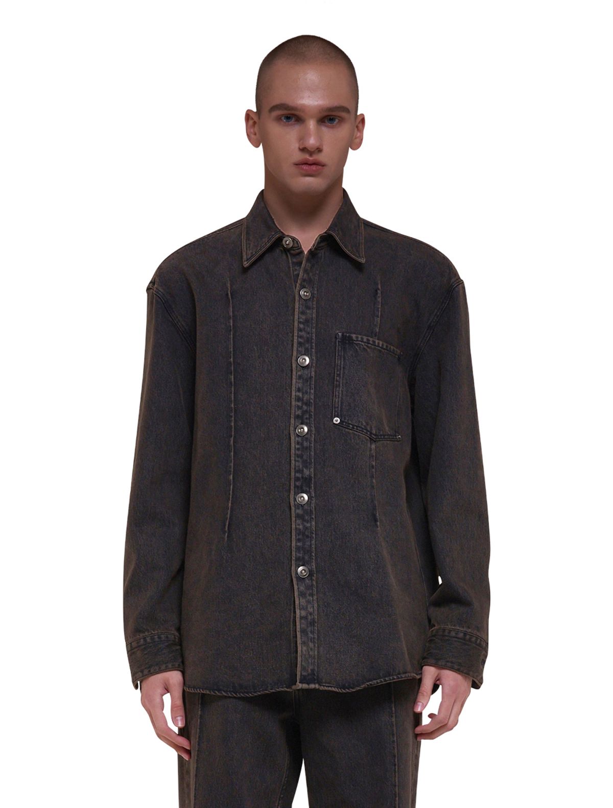 데호(DEHO) RUSTY DENIM TUCK SHIRTS [Rusty black]