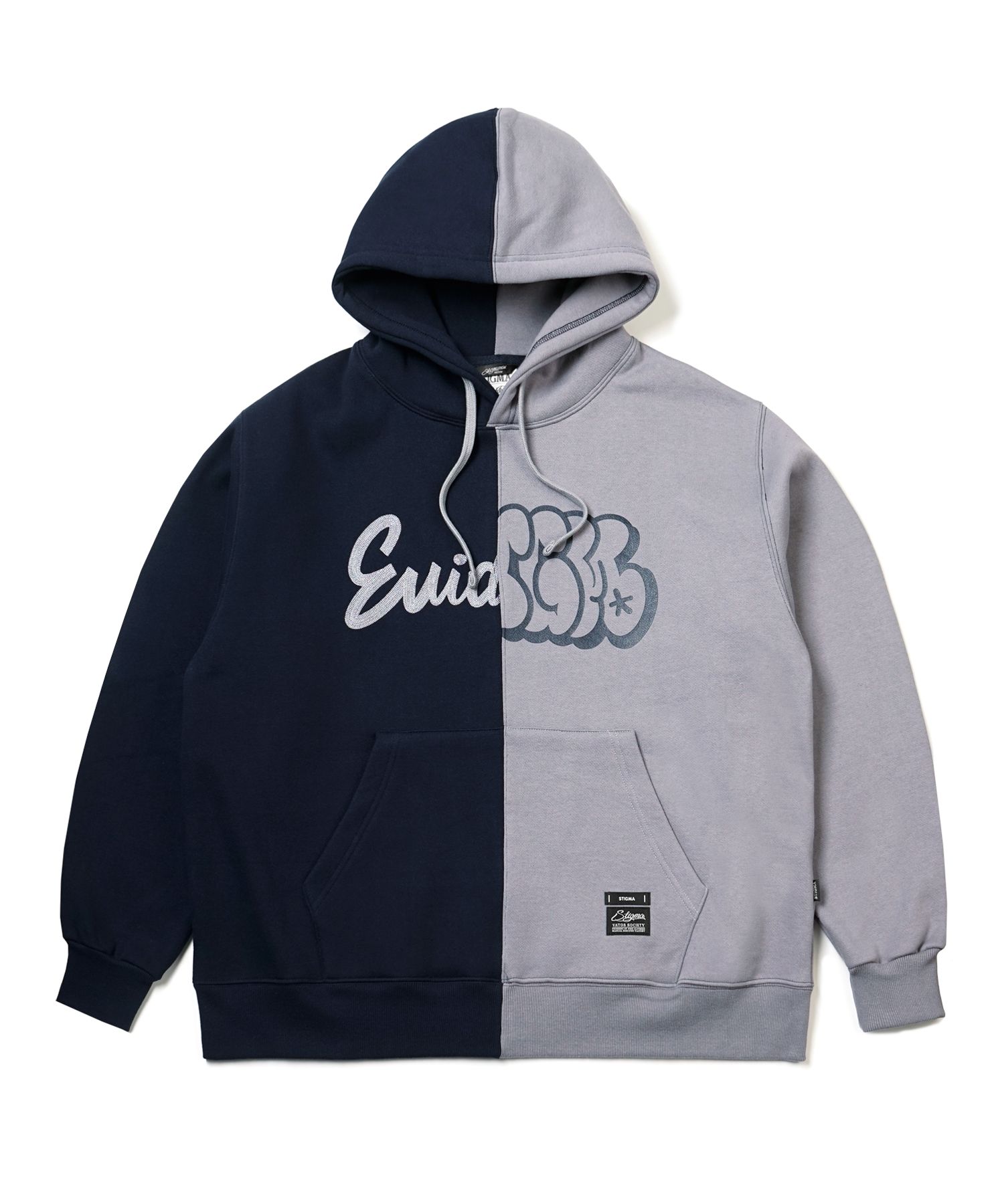 パーカー・フーディ STIGMA 22 HALF COLOR OVERSIZED HEAVY SWEAT HOODIE NAVY GREY MUSINSA | STIGMA 22 HALF COLOR OVERSIZED HEAVY SWEAT HOODIE