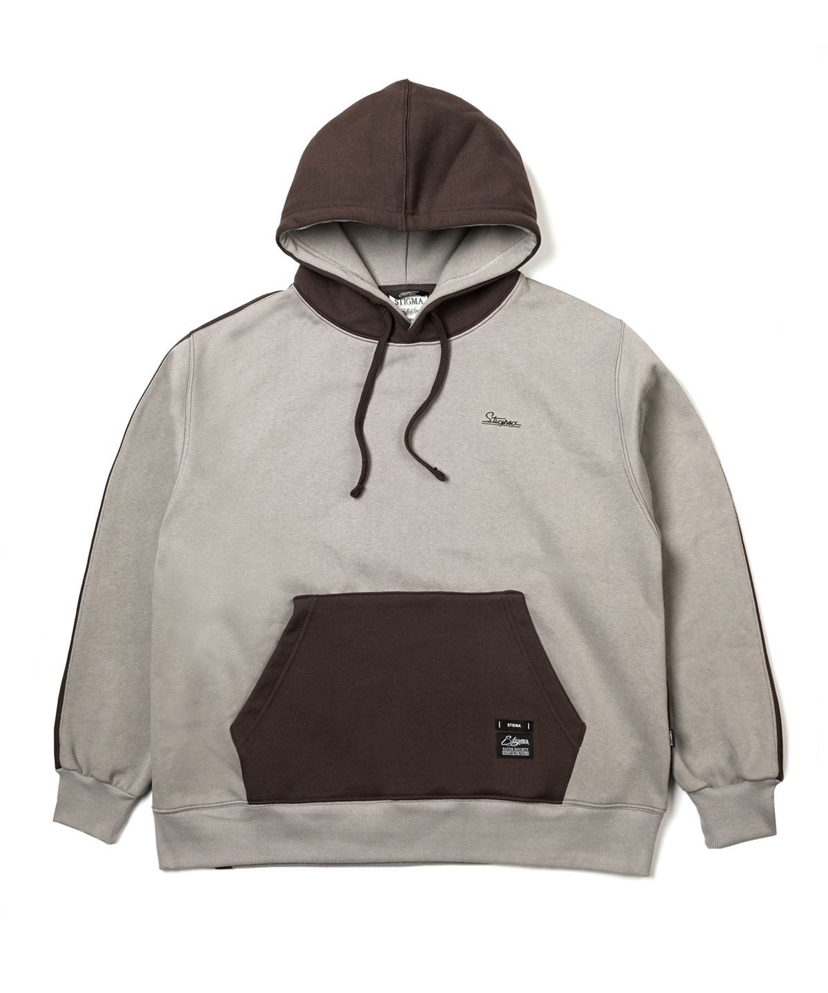 스티그마(STIGMA) 22 HALF COLOR FB OVERSIZED HEAVY SWEAT HOODIE BEIGE BROWN