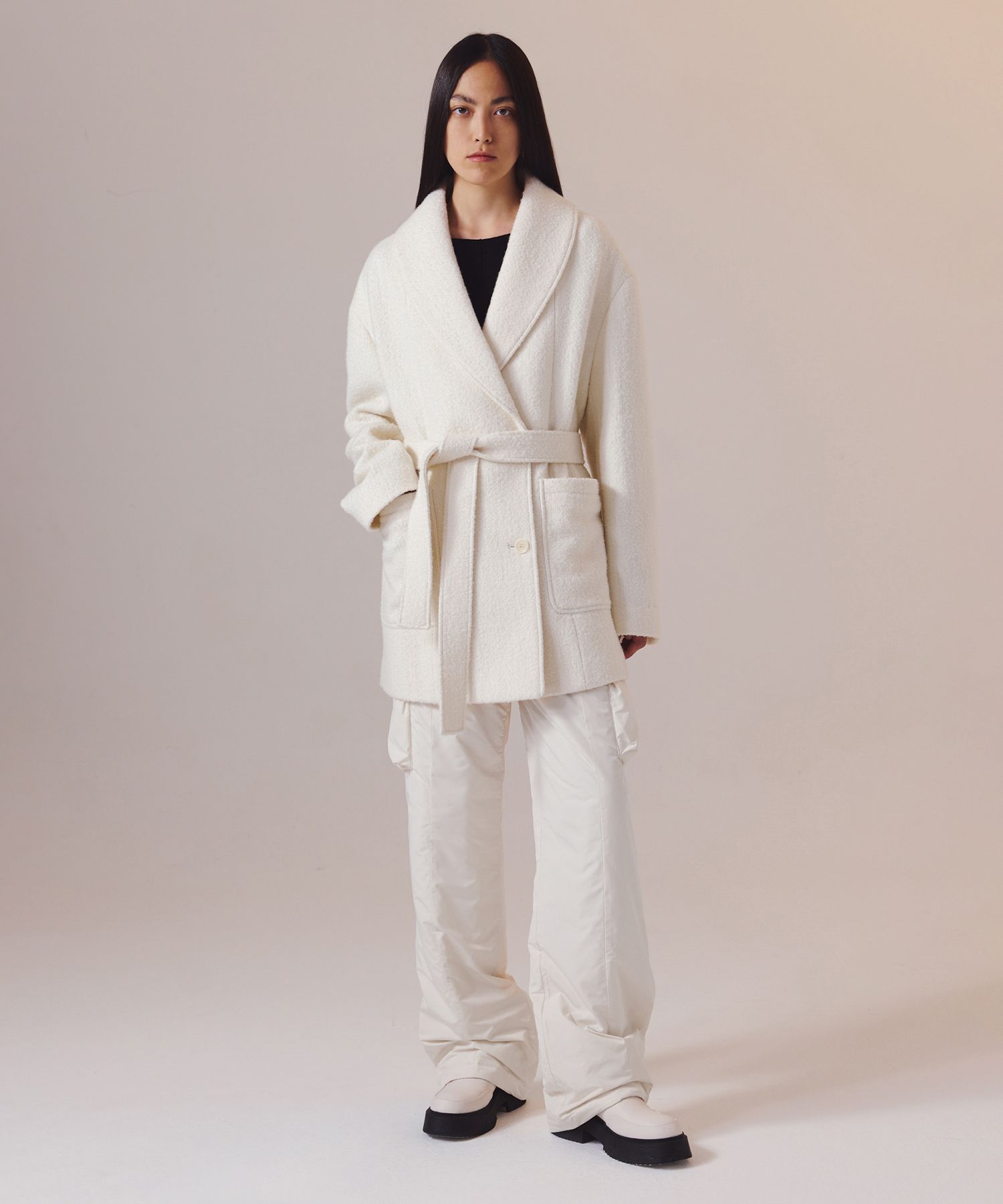 【INSILENCE】Alpaca shawl collar robe coat IVORY MUSINSA | INSILENCE WOMEN Alpaca shawl Collared robe coat IVORY