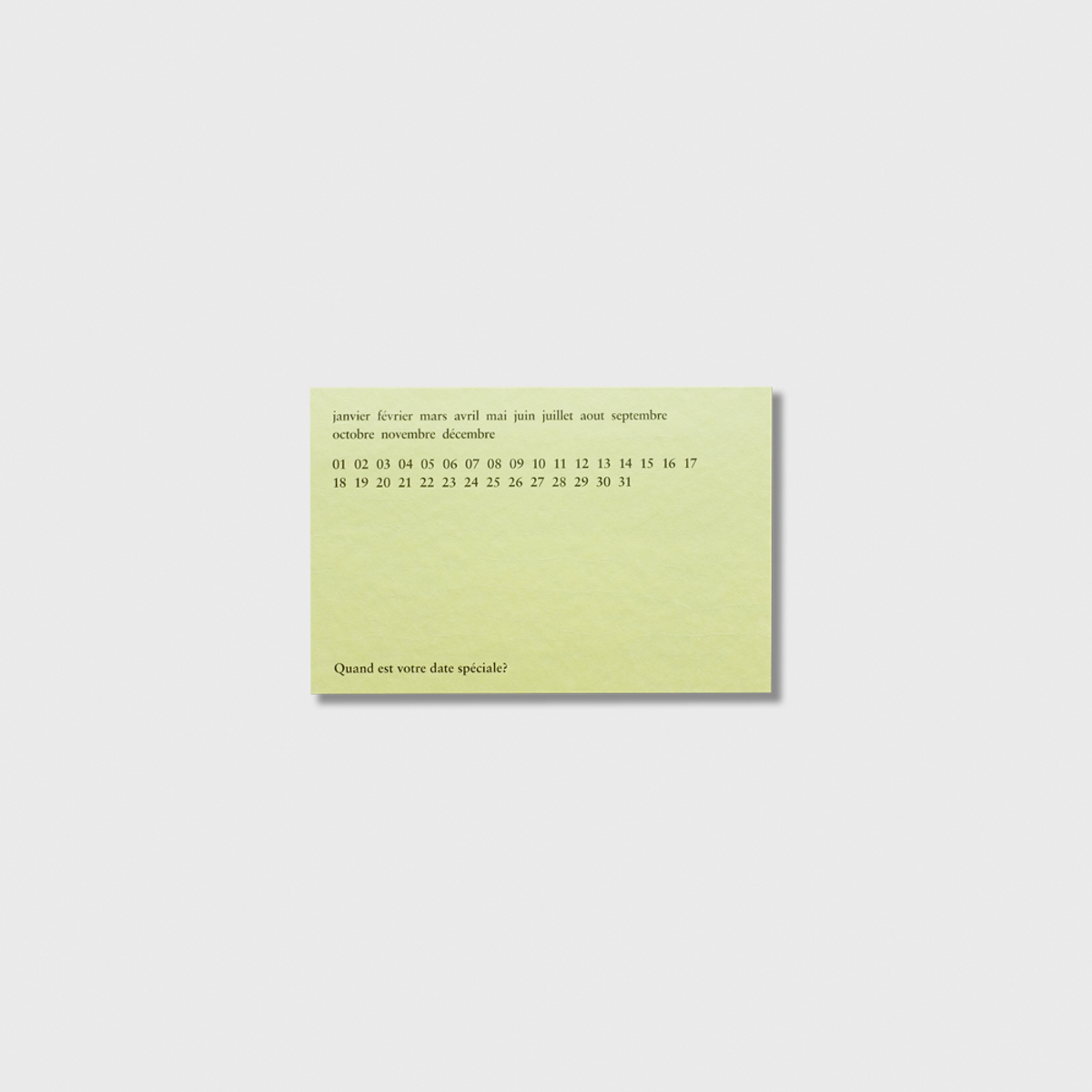 글월(GEULWOLL) Card l Months & Days - Lime Yellow