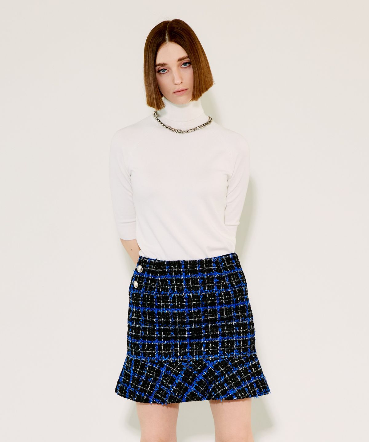 채뉴욕(CHAENEWYORK) Check Mini Flare Skirt [Blue Check]