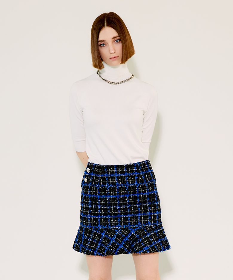 Check Mini Flare Skirt [Blue Check]