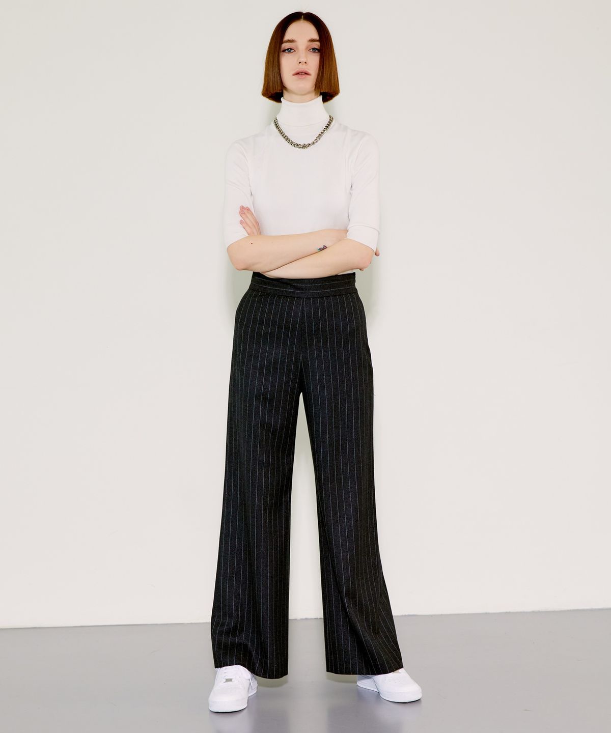 채뉴욕(CHAENEWYORK) High-waist Wide Pants [Grey]