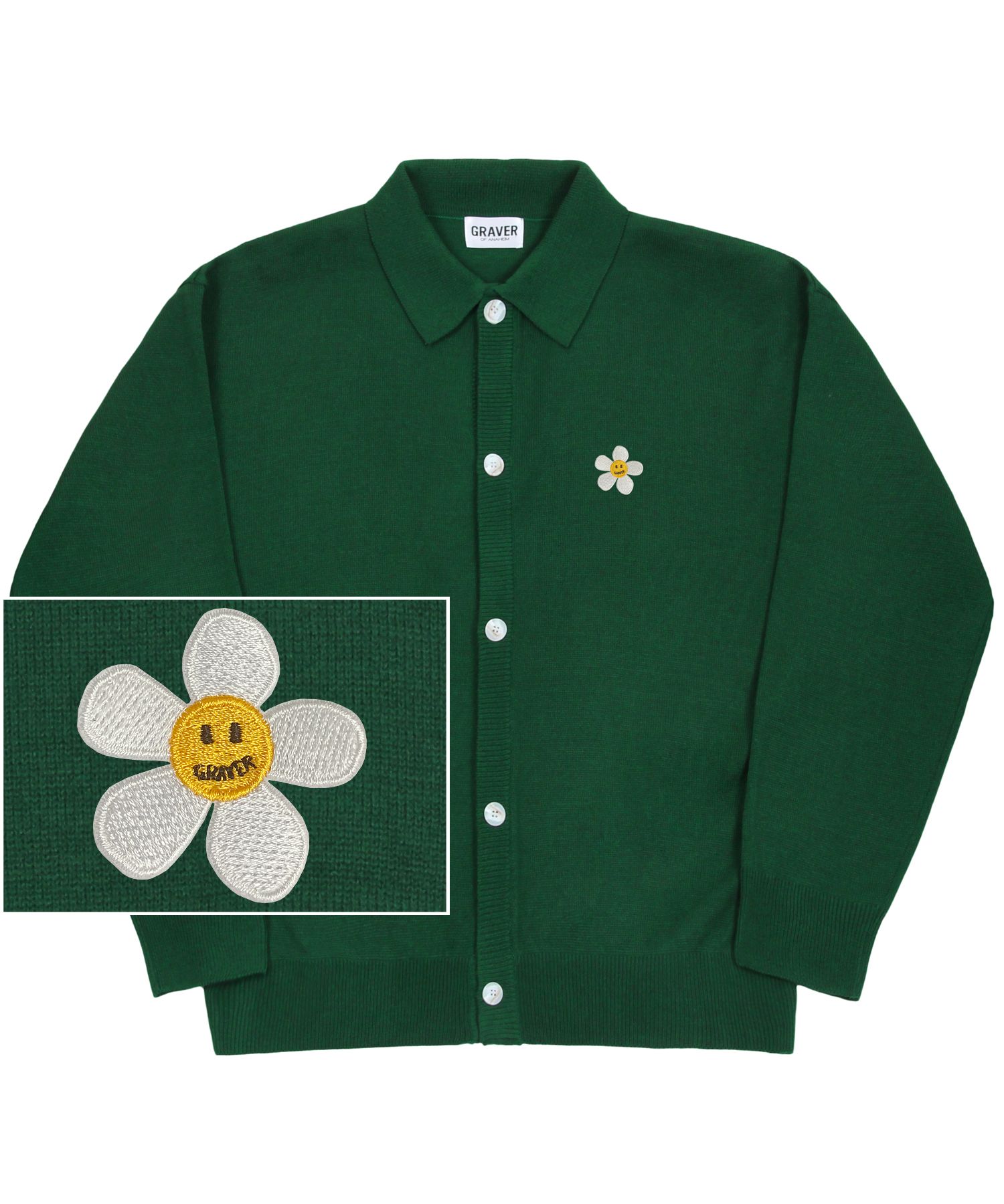MUSINSA | GRAVER [UNISEX] Flower Dot Embroidered Knit
