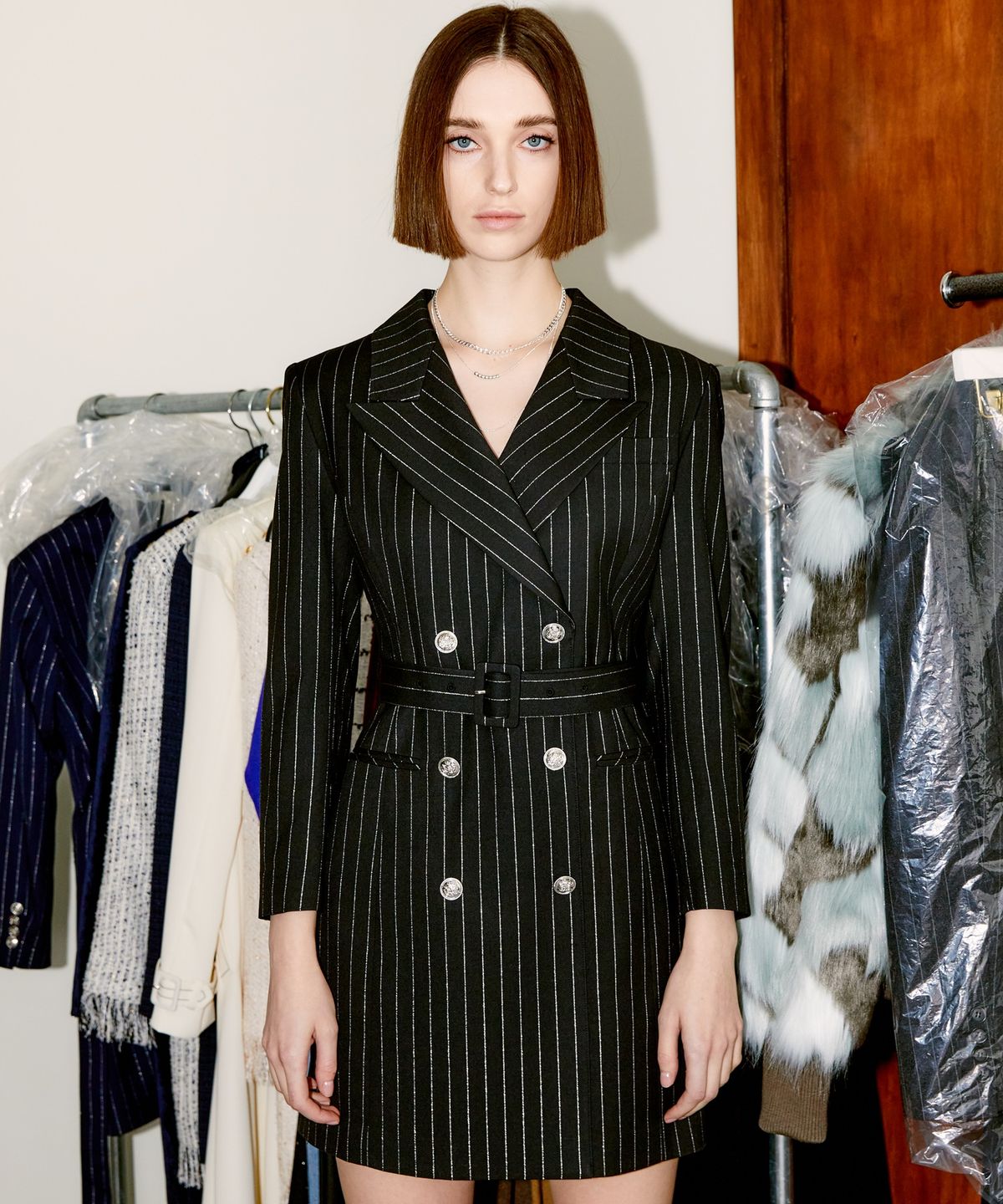 채뉴욕(CHAENEWYORK) Vivi Tailored Jacket Dress [Black Gold]