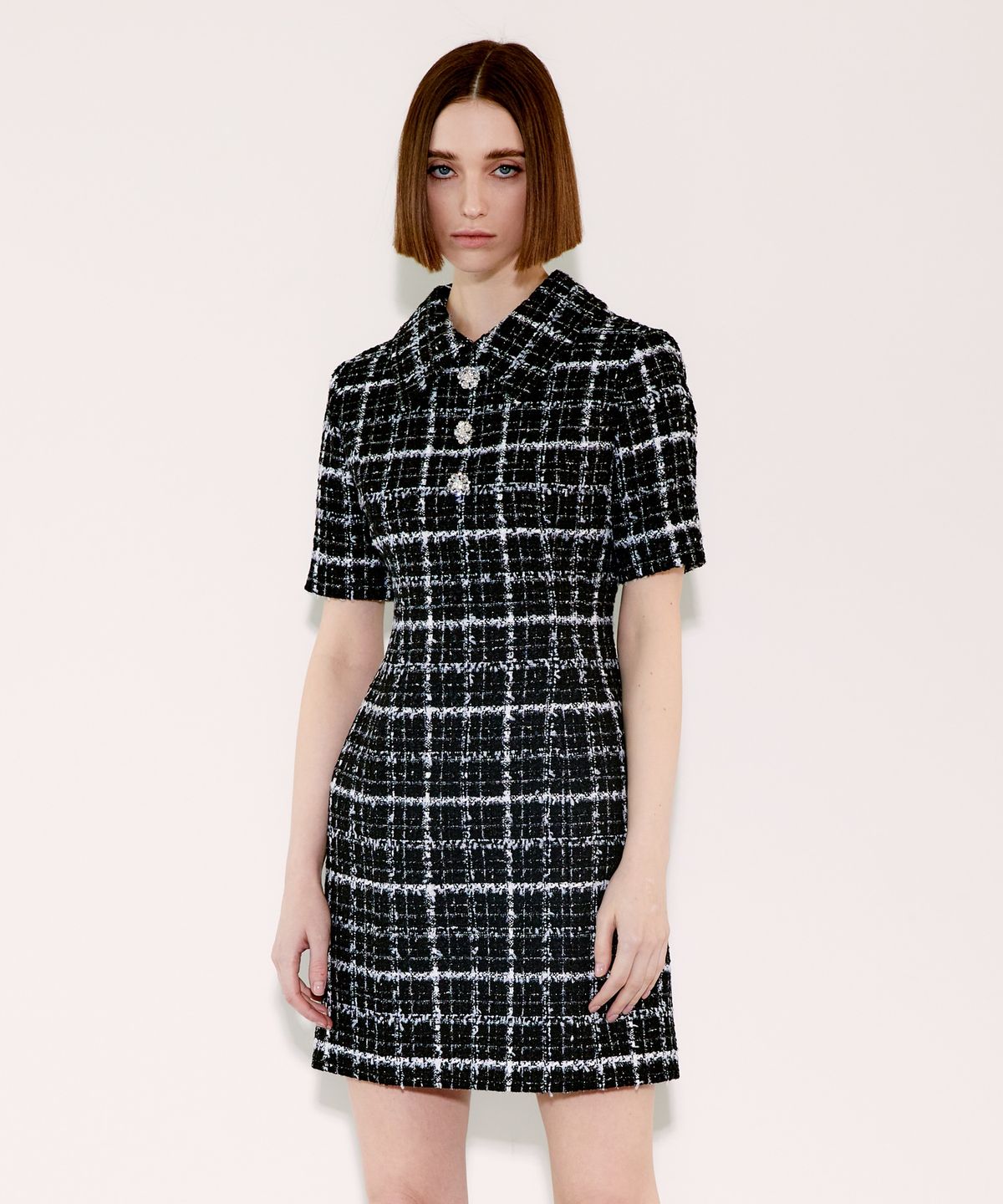 채뉴욕(CHAENEWYORK) Detatchable Collar Dress [White Check]