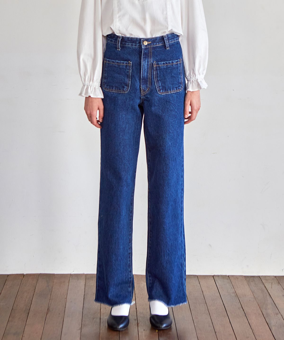 바이탈싸인(VITALSIGN) High-waist Semi bootscut Denim (2colors)
