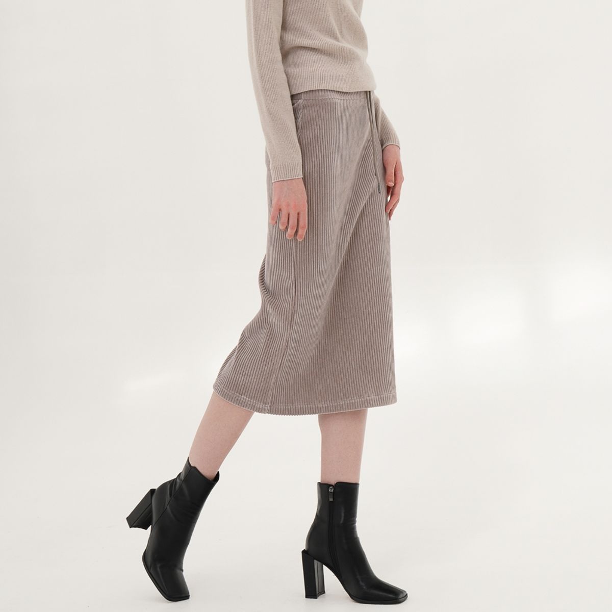 아쿠드(ACUD) Corduroy Bending Skirt _Beige
