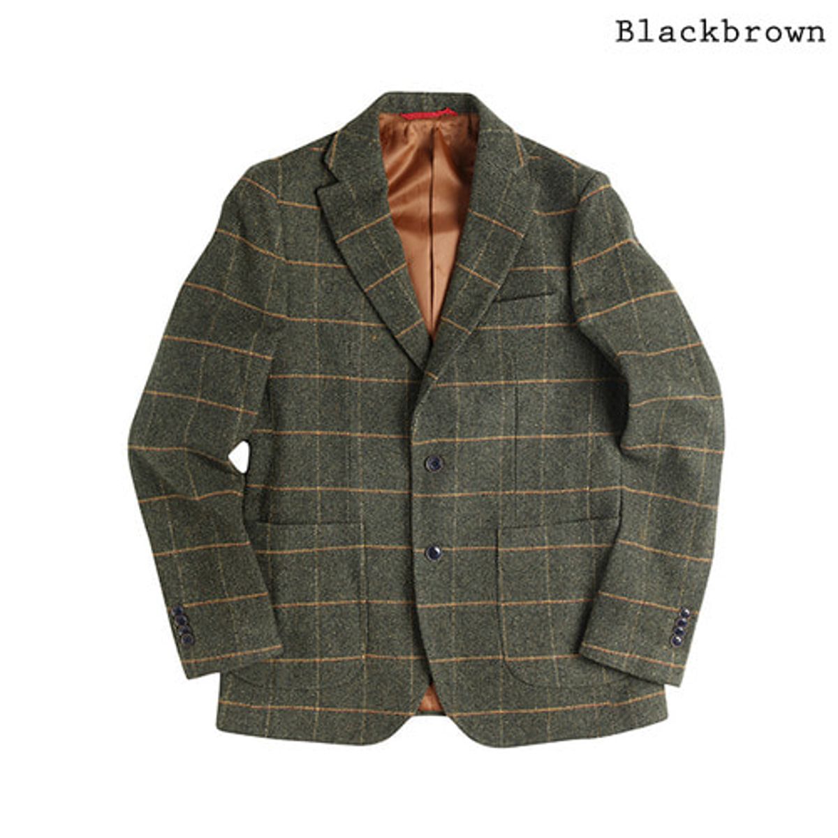 블랙브라운(BLACKBROWN) 윈도우 체크 울자켓 [Khaki]