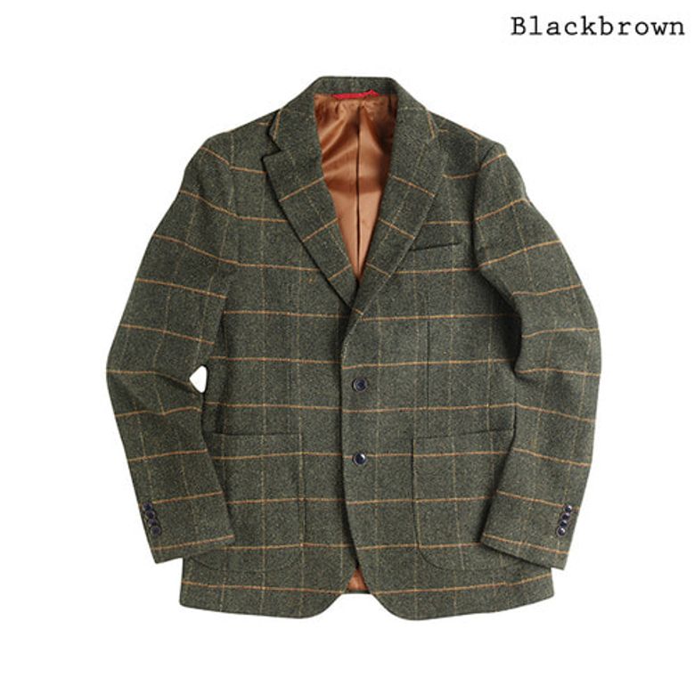 윈도우 체크 울자켓 [Khaki]