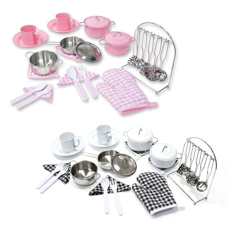 26pcs 메탈 쿡웨어 세트 주방놀이 소품