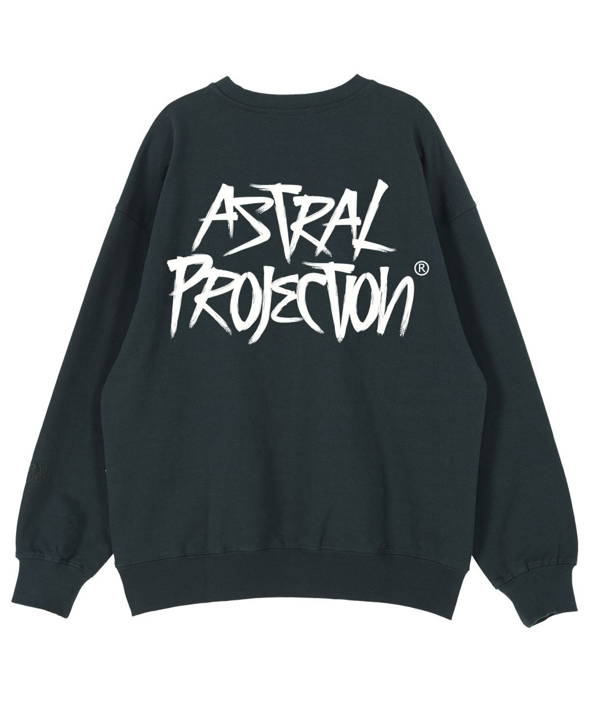 아스트랄 프로젝션(ASTRAL PROJECTION) 그래피티 레터렁 오버핏 드롭숄더 맨투맨_그린