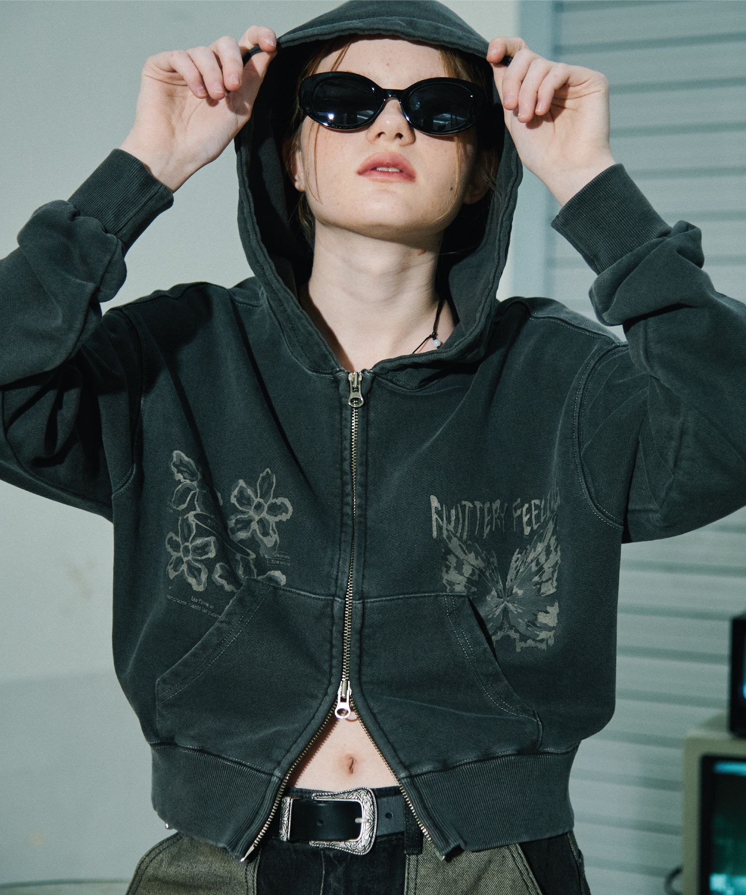【CPGN STUDIO】23FW★ [2-WAY] FORESIGHT Hood Zip-up MUSINSA | CPGN STUDIO [2-WAY] Flutter Pigment CROP Zip-up