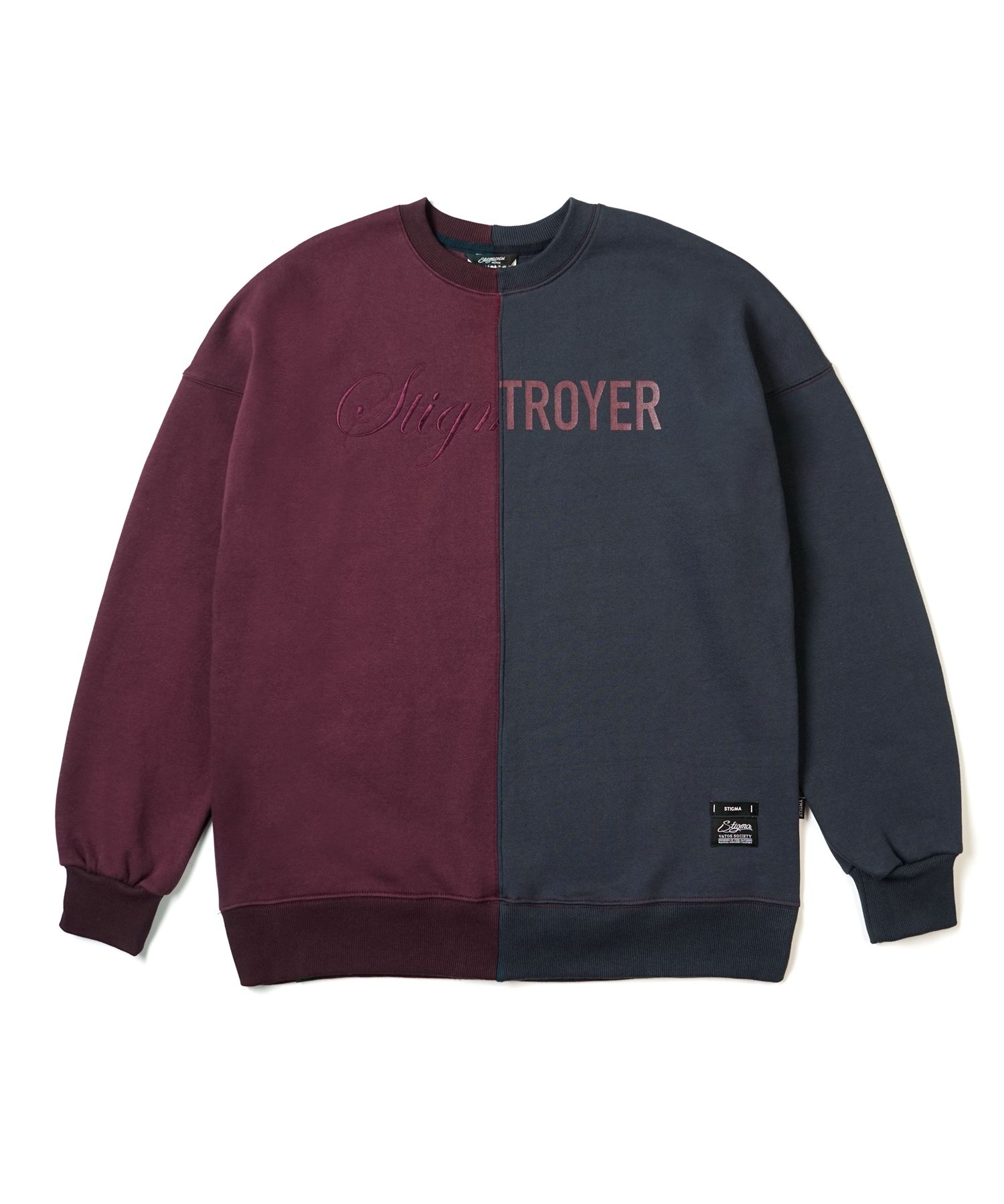 [ STIGMA ]★ 22 HALF COLOR OVERSIZED HEAVY SWEAT CREWNECK MUSINSA | STIGMA 22 HALF COLOR OVERSIZED HEAVY SWEAT