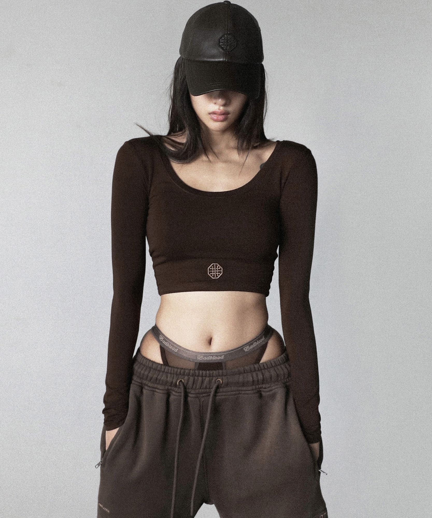 MUSINSA | BADBLOOD Scoop Neck Jersey Long Sleeve - Brown