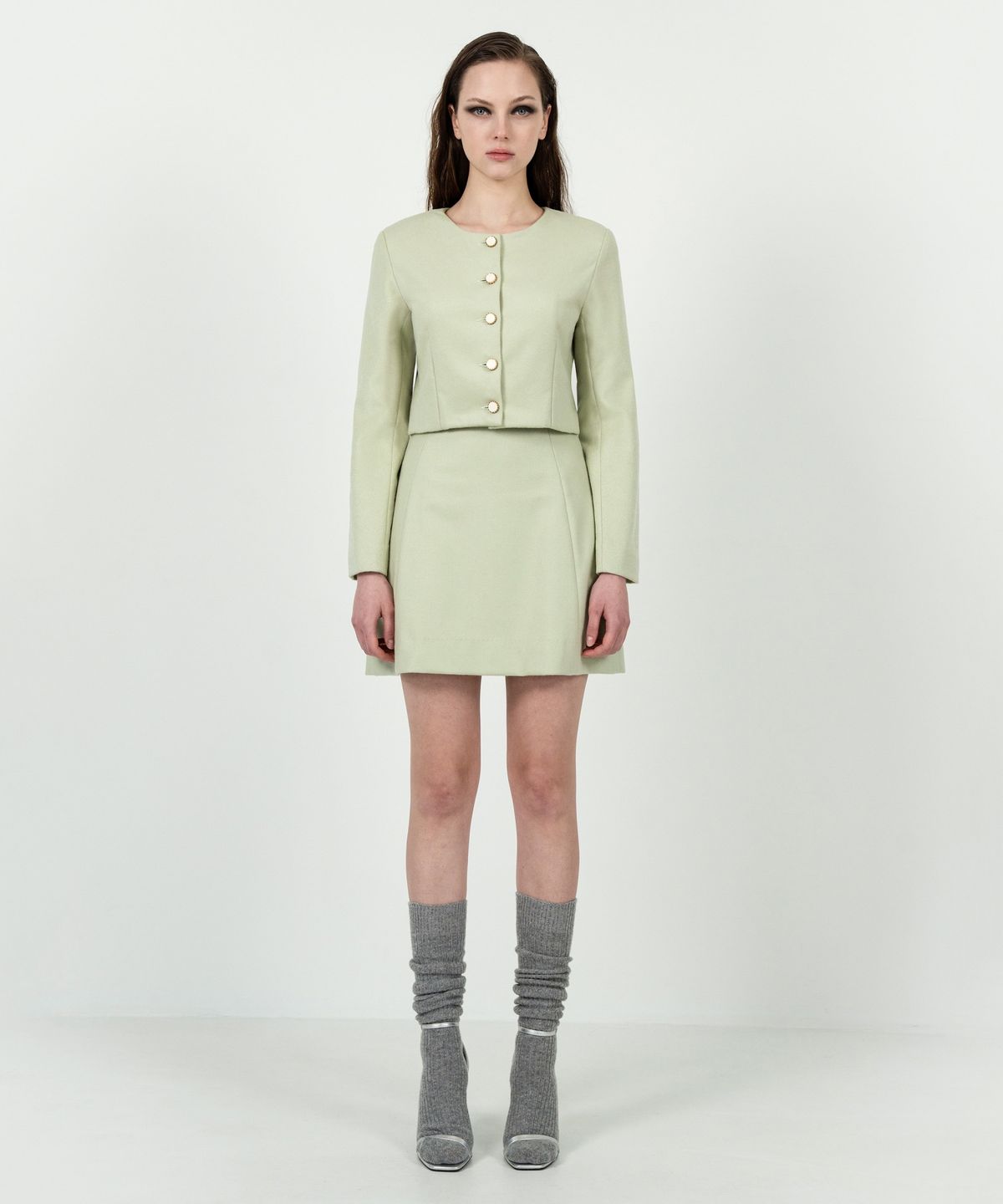 레트흐드레뚜왈(LETTRE DE LE TOILE) Mina mini skirt (Mint)