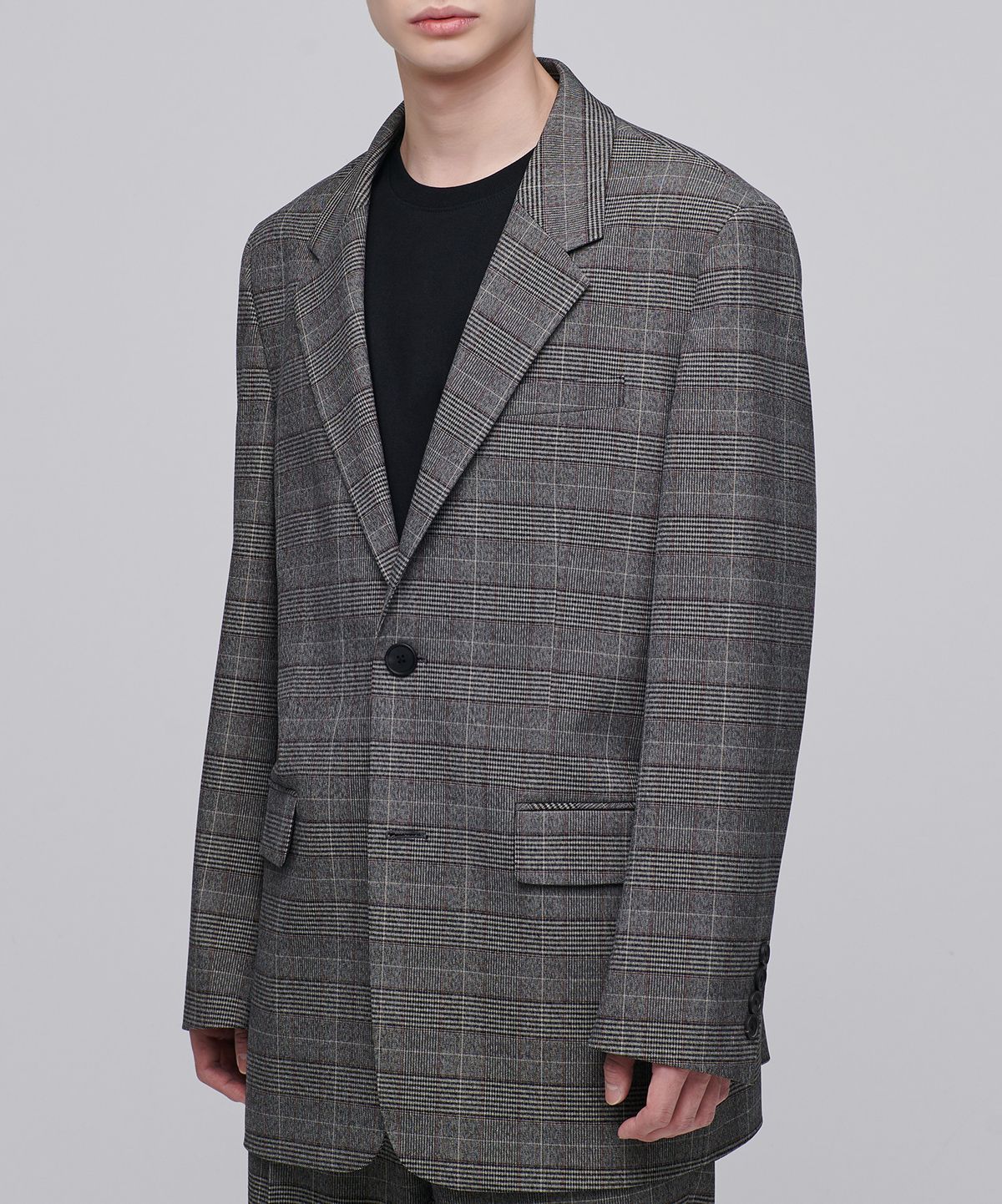 무신사 스탠다드(MUSINSA STANDARD) 글렌 체크 오버사이즈 블레이저 [브라운]