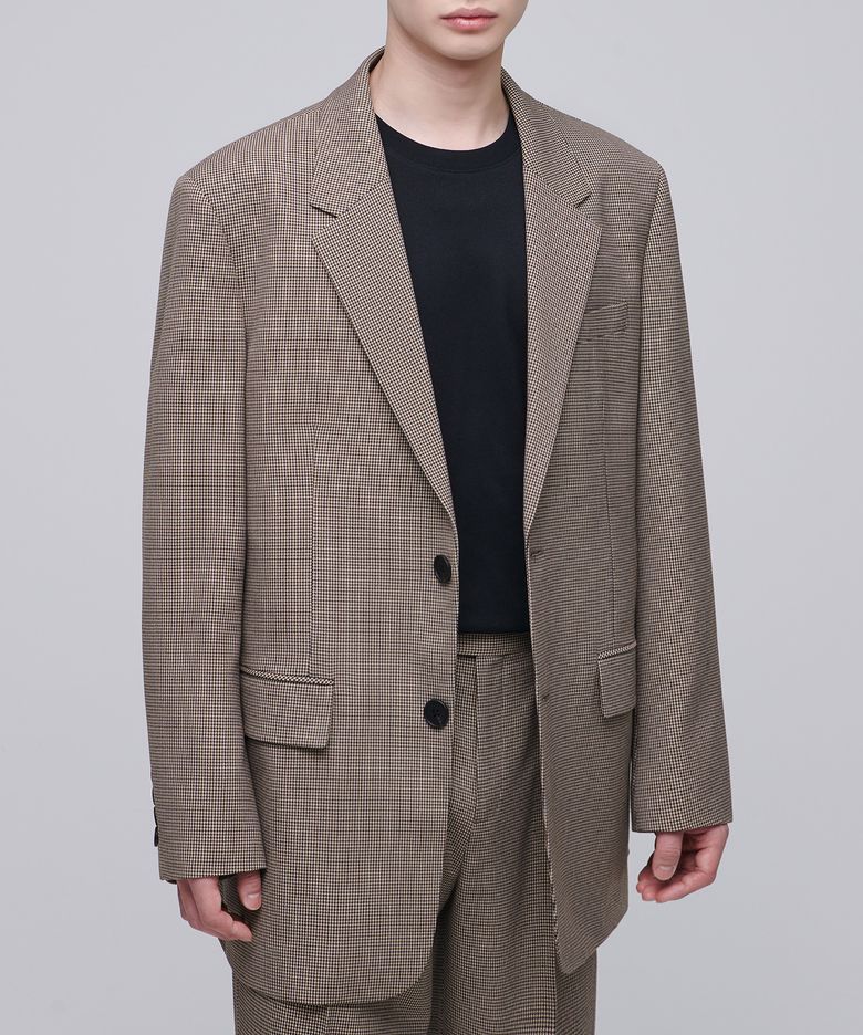 건 클럽 체크 오버사이즈 블레이저 [브라운]